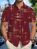 2026 Vintage Estate Uomo Camicie a Quadri Geometrici a Griglia Manica Corta Collo a Revers Stampa 3D Camicie Hawaiane per Vacanze Abbigliamento Casual da Uomo
