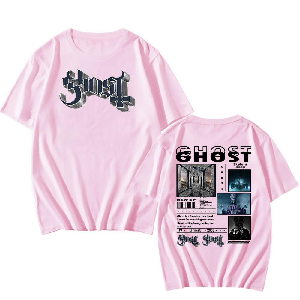 Skeletá Album 2025 New T-shirt Ghost Band Satanized Printing Tshirt Heavy Mental Fashion Summer T Shirt Grunge Hip Hop Tees Male