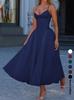 New Pure Desire French First Love Temperament Coffee Break Straps Pleated Waist Solid Color Suspender Dress
