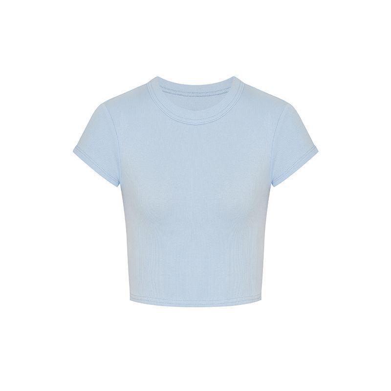 2025 Women's Sexy Hot Girl Short Sleeve Cropped Bodycon Navel-Baring Slim Fit Top - Trendy Summer Style