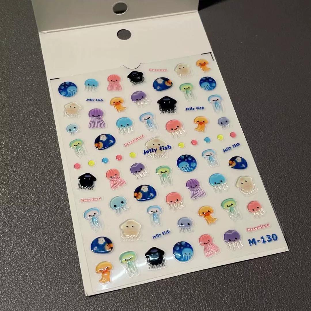 

New fruit strawberry jelly nail art cute stickers sweetheart cherry bow rabbit Diy nail decoration