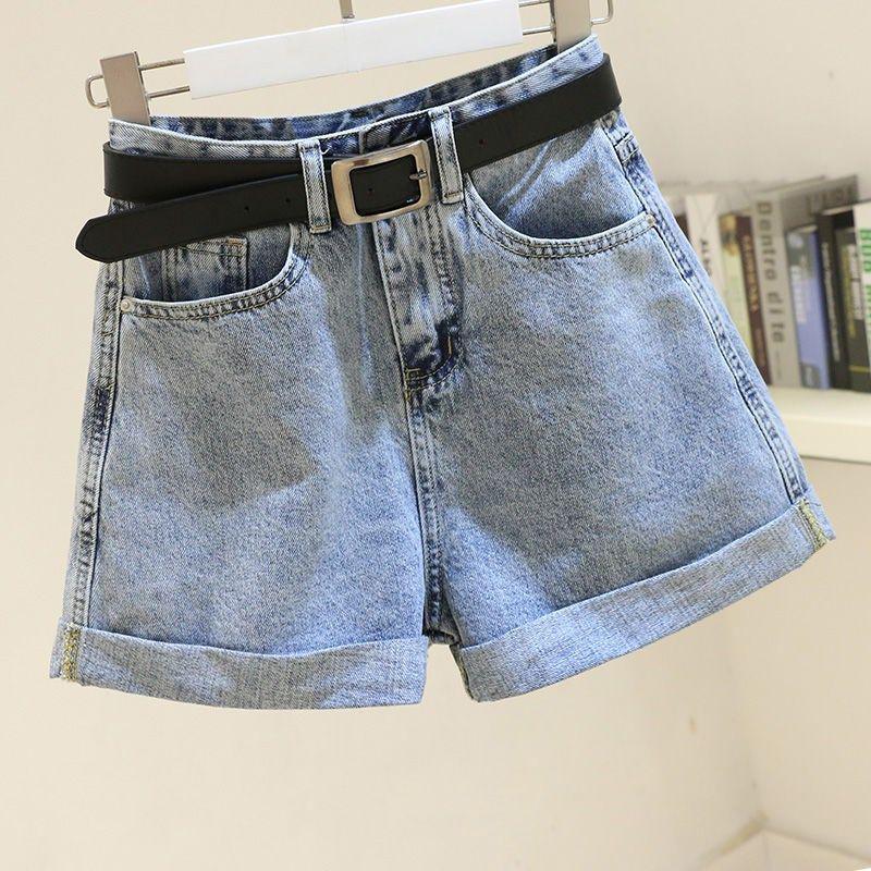 Women s White High-Waisted A-Line Denim Shorts - Rolled Hem, Slimming, Korean Style, 2026 Summer Trend M