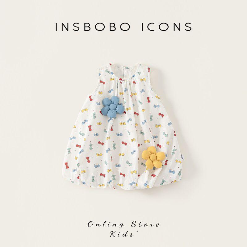 Платье для девочек Insbobo 2026 Летний новый стиль Платье для малышки Модная детская одежда Детское платье принцессы Rice White 110