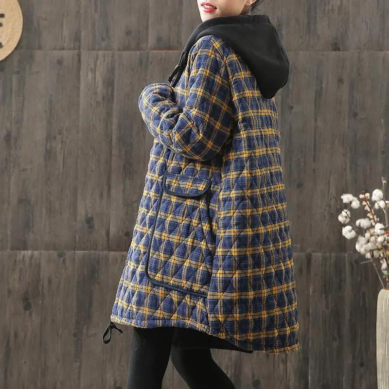 Plus Size Cotton-padded Coat Women's Winter Clothes Mid-length Jacket Women's Autumn and Winter Literary Retro Loose Thick Cotton-padded Coat