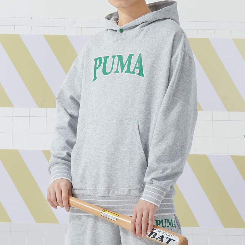 Puma Letter Print Hooded Casual Long Sleeve Sweatshirt Unisex Sweatshirt Gray 682921-04