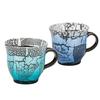 Kutani Ware Iwataya "Kutani Ware" Pair of Mugs, Silver Glaze, Hakuho Kiln, K8-983