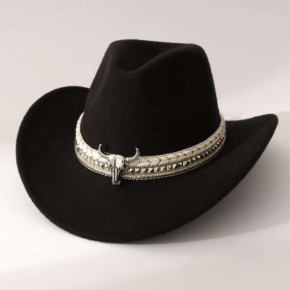 Wollene Western-Cowboy-Kappe Atmungsaktiver tibetischer Hut Coole Sonnenschutz-Ritterkappe Herren