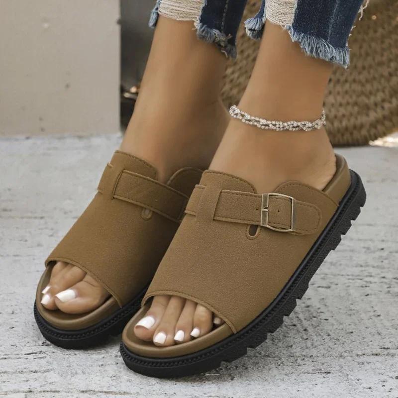 Mode Rimocy Sommer Wildleder Dicke Plateau Damen Sandalen 2025 Schnalle Rutschfest Sandalen Lässig Atmungsaktiv Damen Mode Sandalen