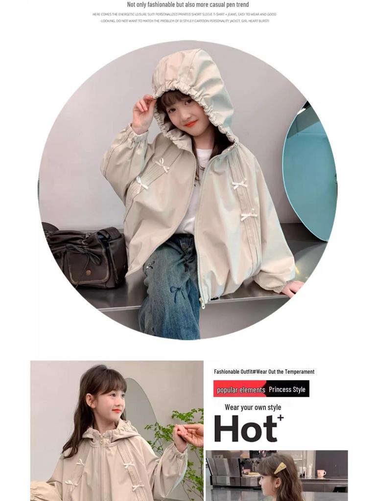 Autumn 2025 Girls' Korean-Style Windbreaker Jacket