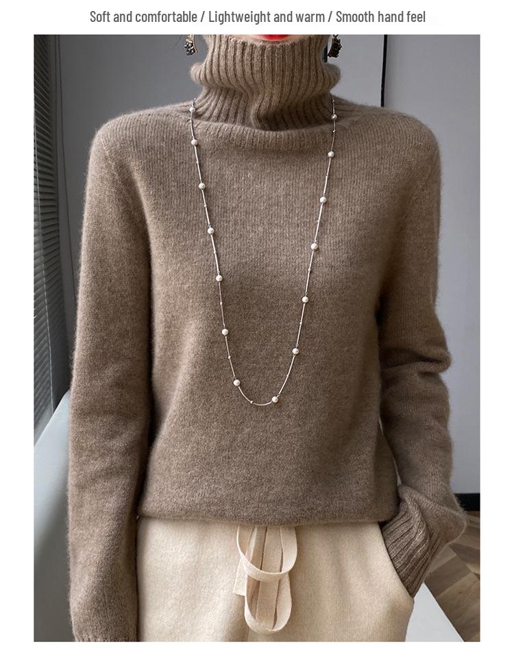 Women's Warm High-Neck Wool Sweater: Thick, Loose, Casual Base Layer for Autumn/Winter