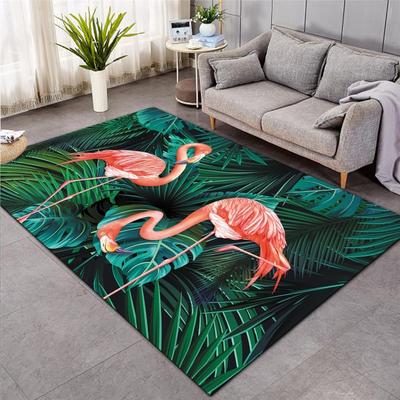 Fashion Flamingos Print Rug Leaf Leaves Printed Carpet Bedroom Large Area Rug Non-slip for Living Room Home Decoration