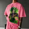 Summer Dragon Ball T-shirt Burli Super Saiyan Green Neon Burst Style Retro Vintage Pattern Cotton