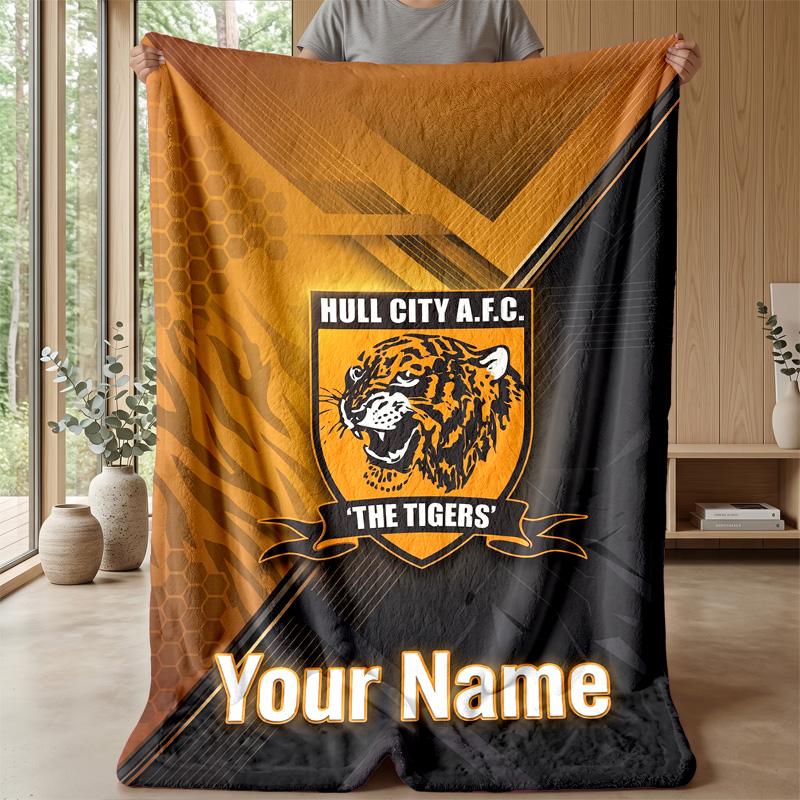 Couverture Plaid Personnalisée Hull FC Imprimez Votre Nom Texte Couverture Douce Chaude Cadeau de Fête