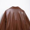 Spring 2025 Women's European & American Style Faux Leather Bomber Jacket Coat