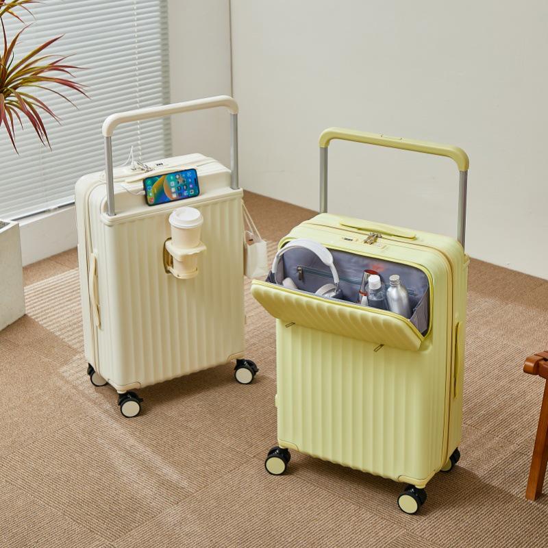 

24-дюймовый женский широкий чемодан-тележка с передним открытием и многофункциональный и 20-дюймовый мужской прочный дорожный кейс 20 Inch Small Capacity No Side Handle