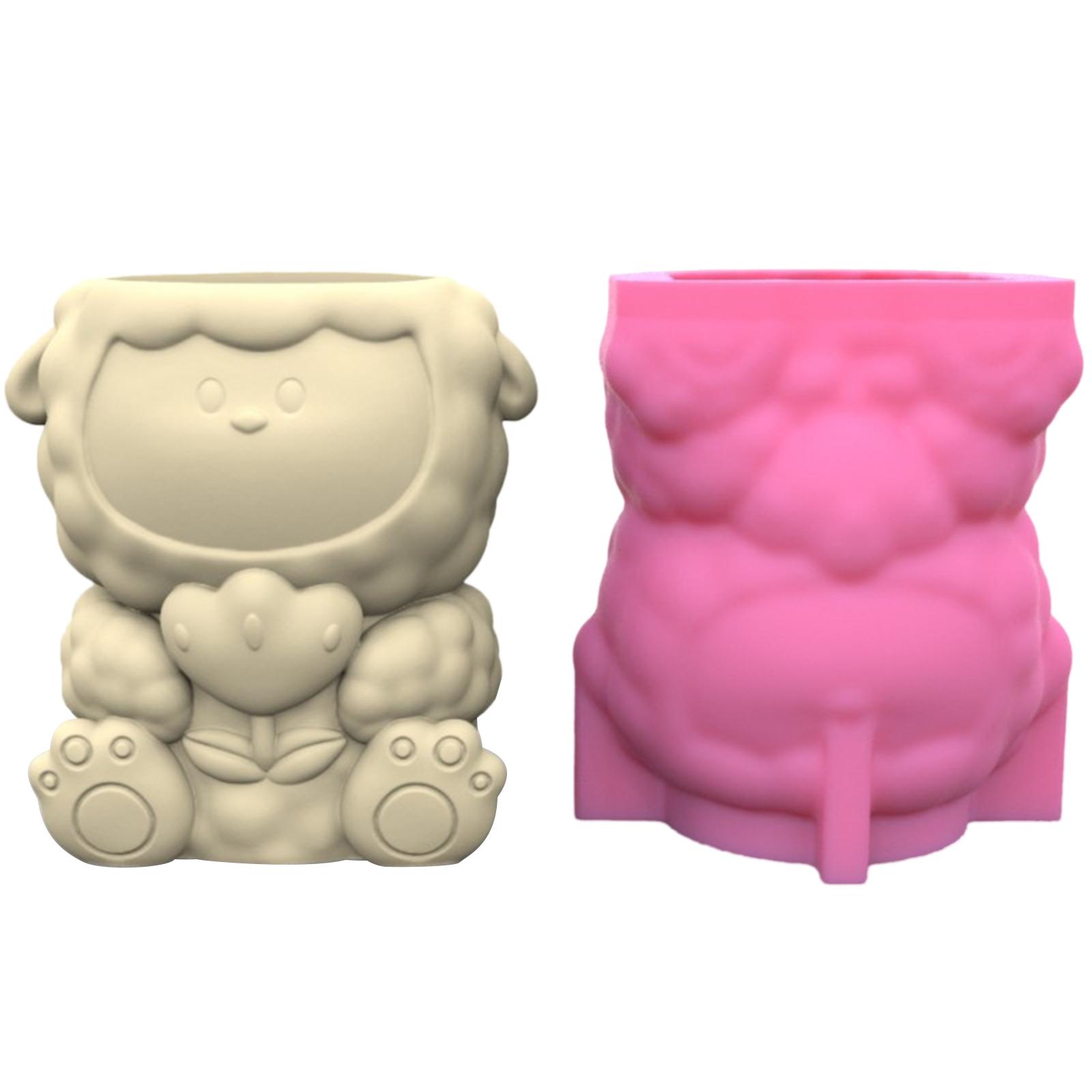 Little Sheep Succulent Flower Pot Mold Pen Holder Silicone Molds Homemade Flower Vase Mould Cement Gypsum Craft Ornament 1