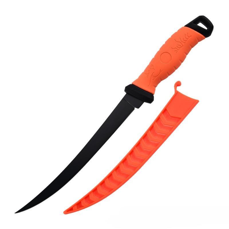Non-slip Fish Scale Scraper Stainless Steel Fish Fillet Cutting Knife Rubber Handle Multifunctional Fishing Knife Fishing Tool Fishing Gear