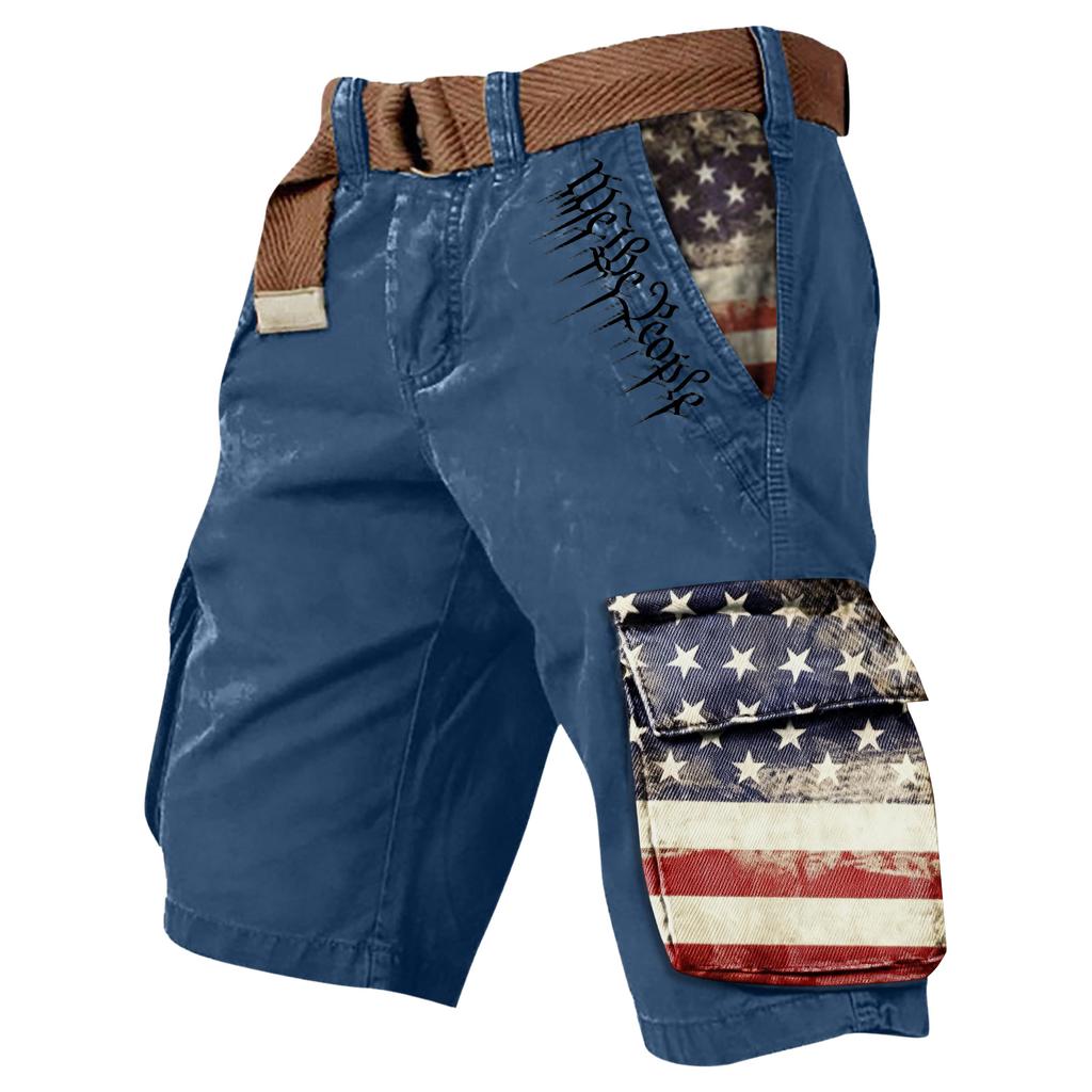Men's Summer Printed Outdoor Shorts Men's Loose Multi-Pocket Shorts