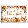 Mocsicka Fall In Love Photography Backdrop Autumn Pumpkin Sunflower Maple Leaf Harvest Wedding Kid Shower Party Photo Background