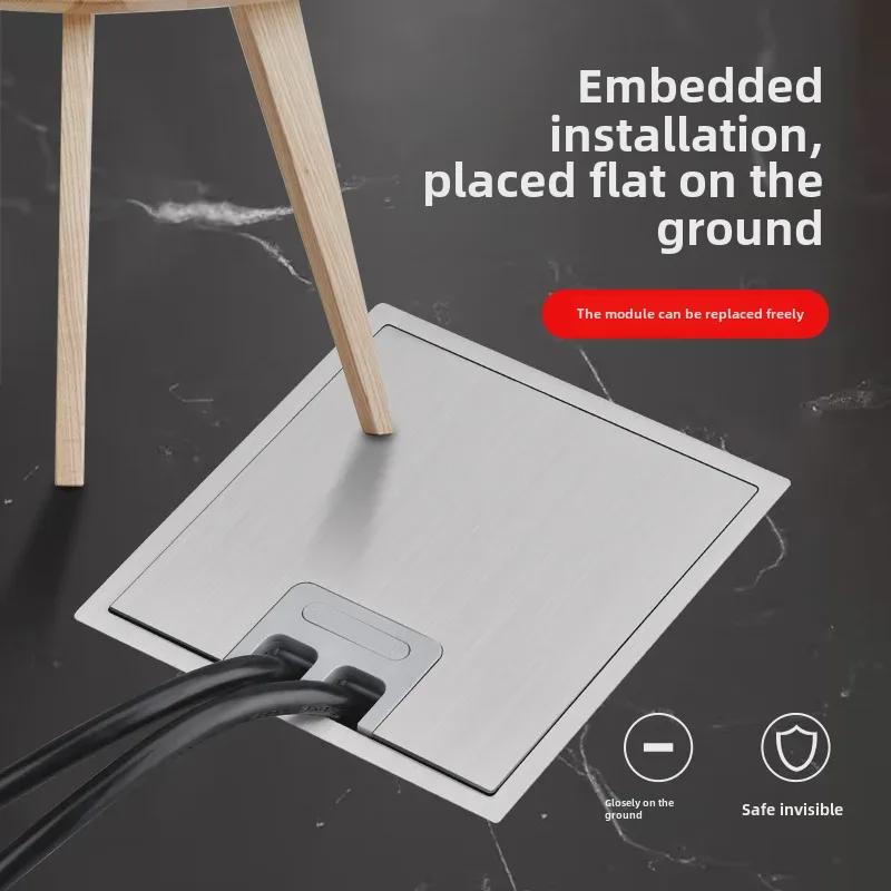 Stainless Steel Concealed Waterproof Floor Socket with Marble Finish