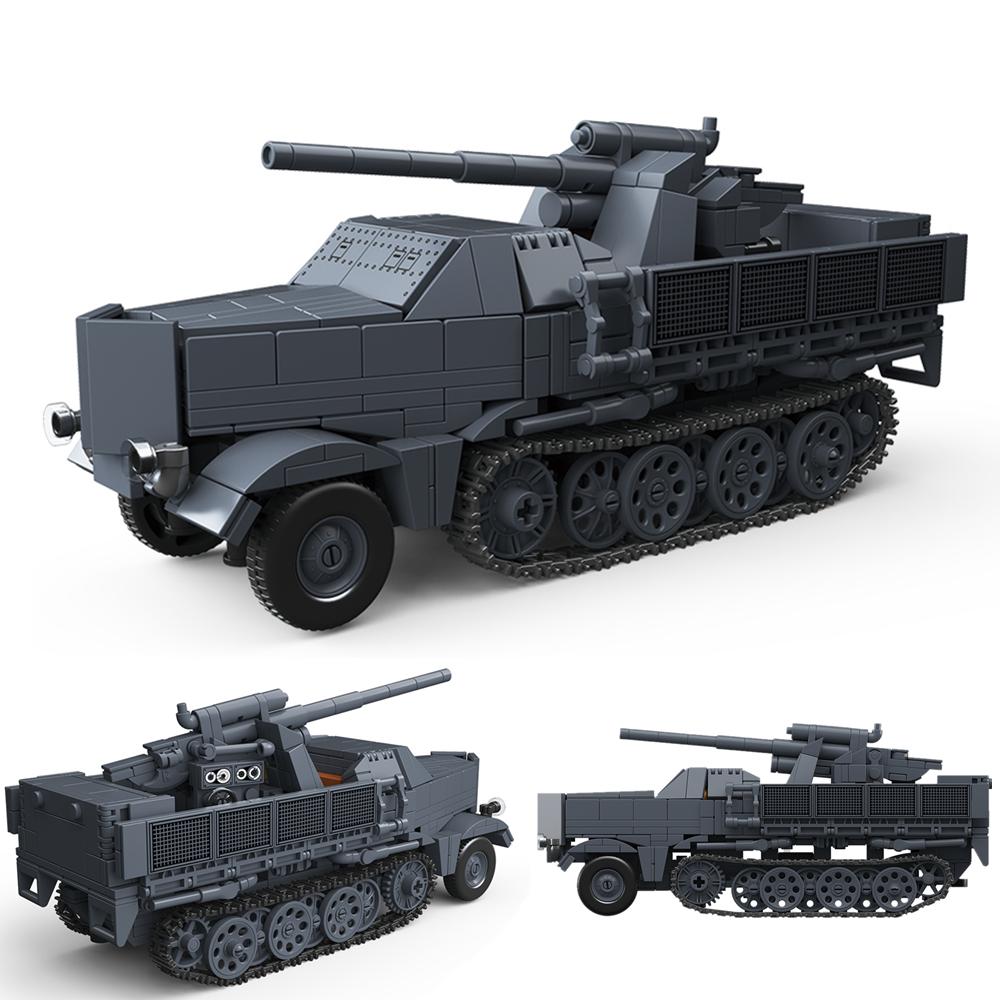 726pcs WW2 Army Military Soldiers German 88 MM Flak Transport Vehicle Model Assemble Building Blocks Bricks Children's Toys