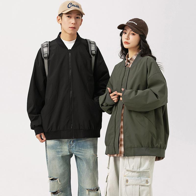 

Couple Jacket Men s Baseball Collar Spring New Casual Men s Frock Outdoor Coat S чёрный