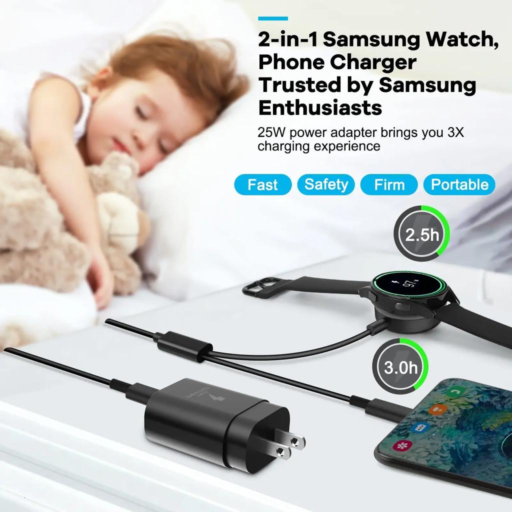 USB C nabíječka pro Samsung Galaxy Watch 2 v 1 Typ C USB A Kabel 3,94 Vhodné pro Galaxy Watch6/5/4 Watch 5 Pro Galaxy S23 Ultra