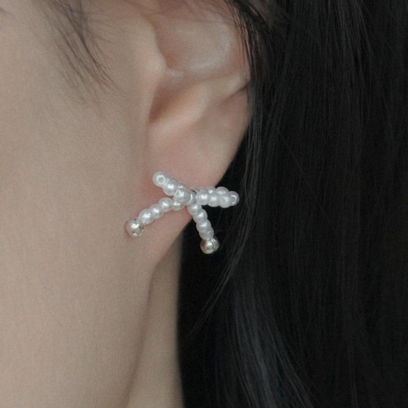 POSTLUDE [SILVER] PEARL BEADS RIBBON E