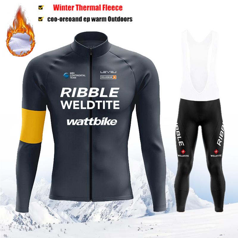 Thermal Fleece Bike Jersey + Bib Pants, Long Sleeve Cycling Clothing Sets Man Black Cycling Clothing 2026 Winter Fleece Warm Cycling Suit Set
