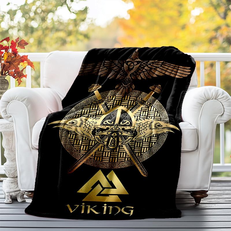 Nordic Mythology Flannel Blanket Soft All-Season Throw, Design for Camping, Car Travel, Hiking Sofa, Bed, Office Perfect Gift for Parties