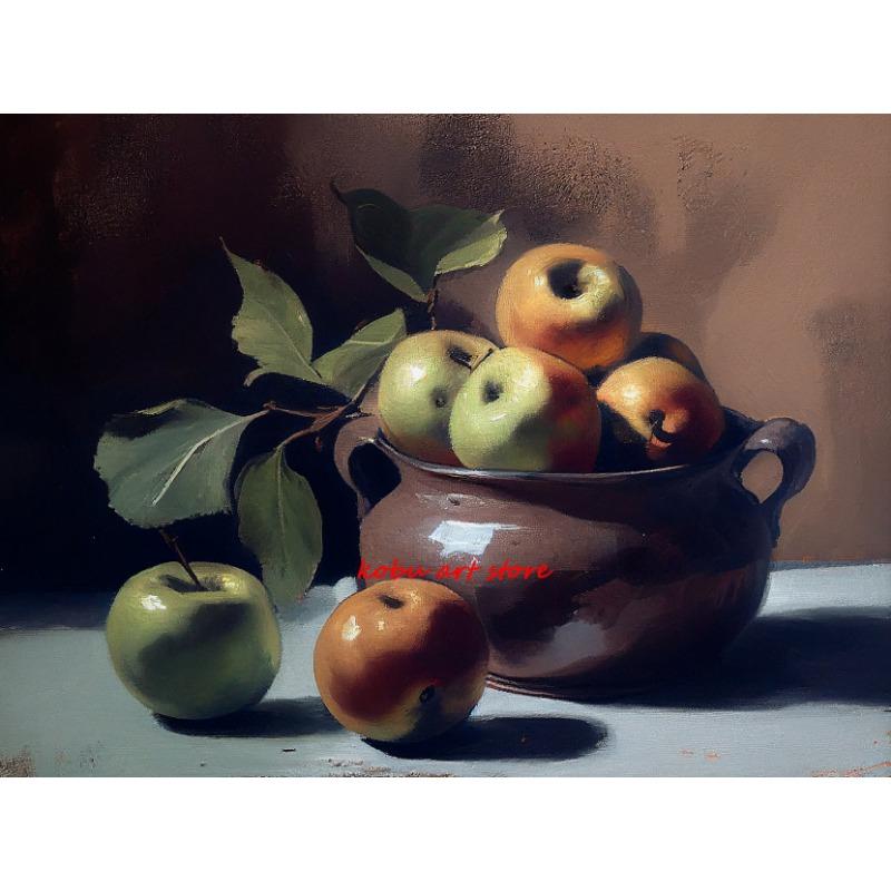 Vintage Flower Pots Jugs Apple Still Life Poster Farmhouse Print Canvas Painting Retro Wall Art Picture Kitchen Room Home Decor