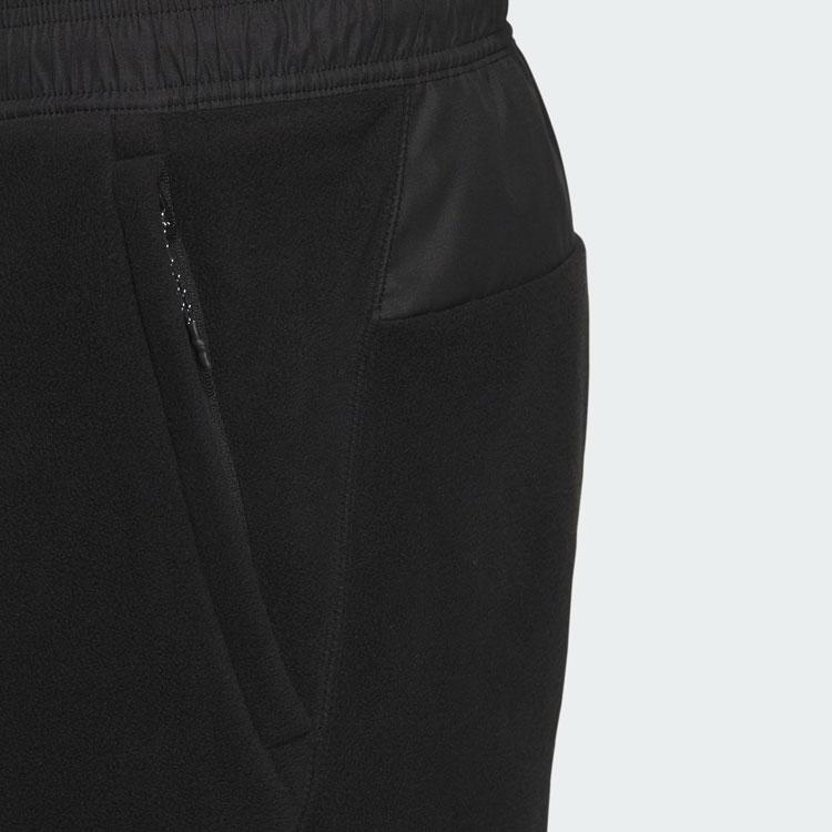 Adidas Fleece Joggers Solid Color Logo Outdoor Fleece Tapered Knit Pants Men Joggers Black IL9009