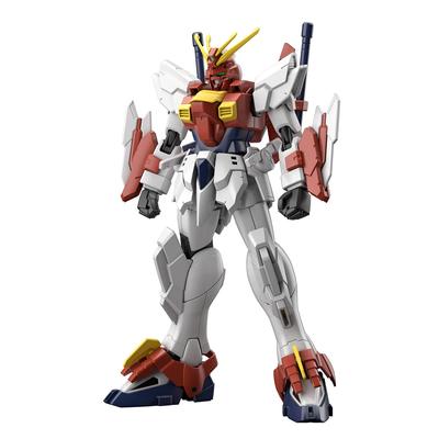 Plastikový model HG Gundam Breaker Battlogue Blazing Gundam v měřítku 1/144, barevně kódovaný.