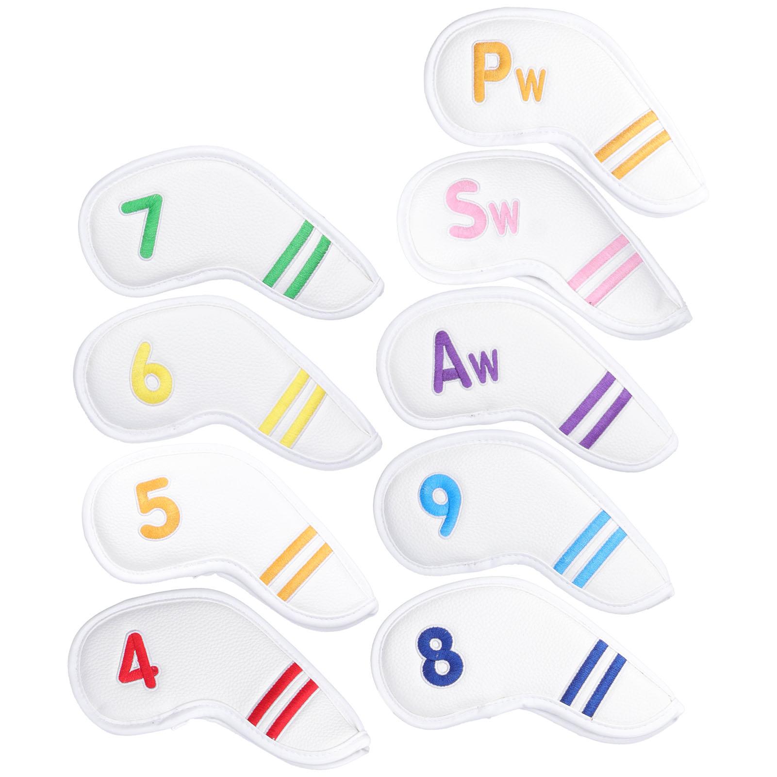 

Кожаный чехол для гольф-айрона, чехлы на головки гольф-айронов, хэдкавер, цветной, с вышивкой номеров, белый белый