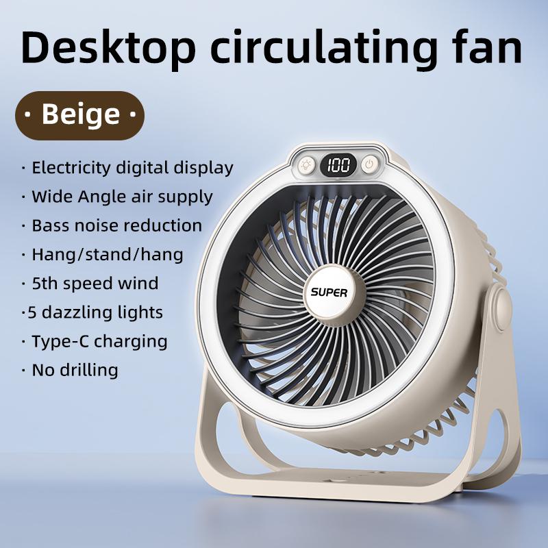 K8 air light circulation fan with 5 levels of wind speed and light adjustment, USB silent, bedroom, camping, multi-purpose