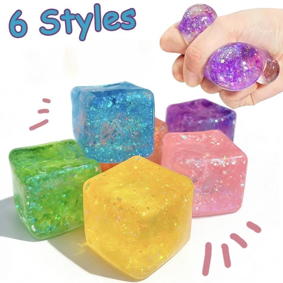 1pcs Maltose Cube Stress Squishy Toy Decompression Vent Ice Cube Anti Stress Slow Rebound Polar Light Colorful Squeeze TPR Toy
