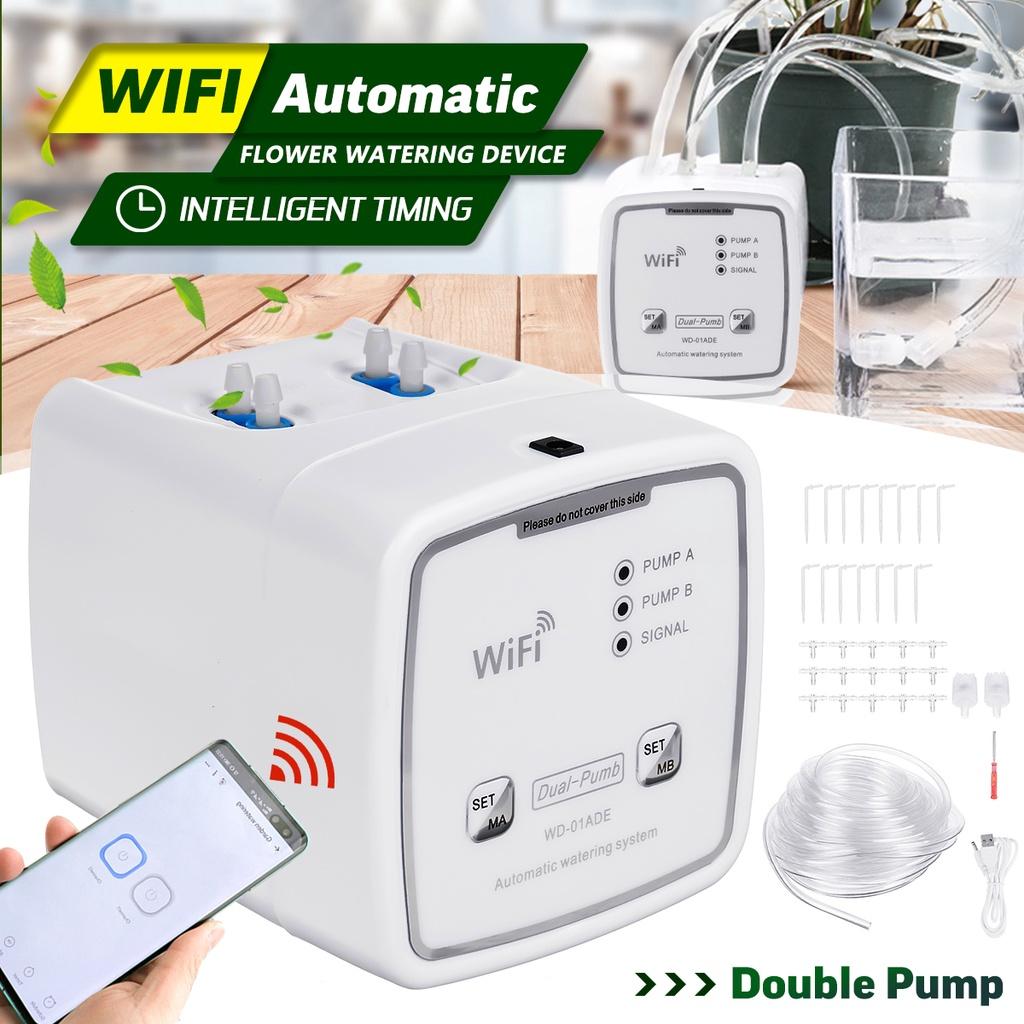 Double Pump Intelligent Garden Watering Device Mobile APP Control Automatic Drip Irrigation Flowers Plant Home Sprinkler Kit New 3.6W