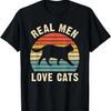 Mens Real Men I Love Cats Funny Cat Owners Vintage Retro T-Shirt
