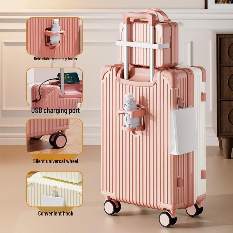 Front Hook Trolley Luggage Case for Students, Large Capacity Travel Case, Secure Men's Password Suitcase