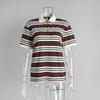 Western Style Fashion Casual Loose Stripe Short T-shirt Polo Shirt Fashion Striped Polo Shirt