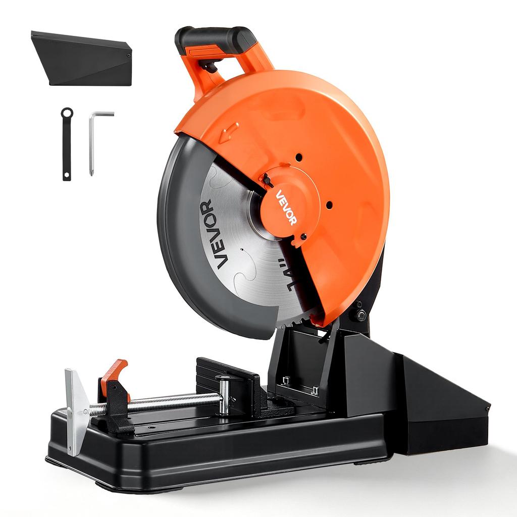 VEVOR Chop Saw 355 mm Cold Cut Blade 3500 W Brushless Motor Cut Off Saw, For Cutting Metal, -45 degrees to 45 degrees Adjustable Angle