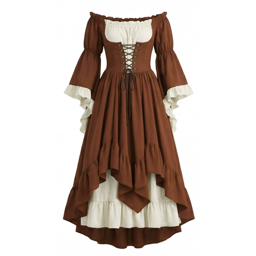 Medieval Dress Court Renaissance European And American Vintage Costume Puff-sleeve Waist-cinched Dresses Halloween Costume