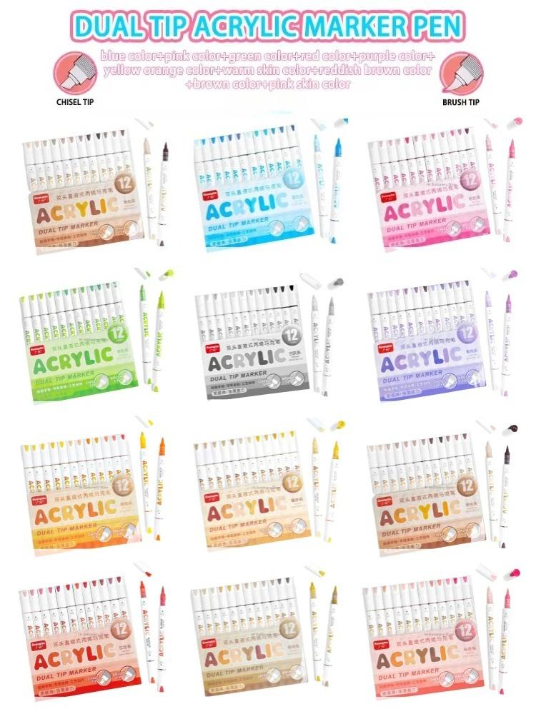 GUANGNA 168/12 Farben Große Kapazität Highlight Direkter Flüssiger Acryl-Gel-Stift Morandi Stift Mehrfarbiger Marker Schulbedarf