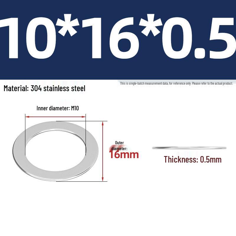 304 Stainless Steel Ultra-Thin Flat Washers - Available in Thickness: 0.1mm, 0.2mm, 0.3mm, 0.5mm