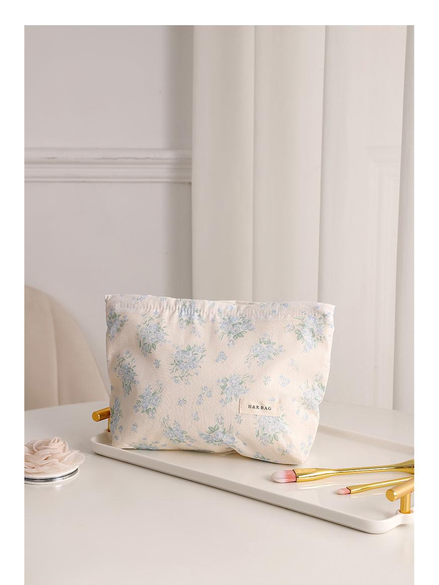 

Новая цветочная дорожная косметичка для женщин - портативное холщовое хранилище светло-синий