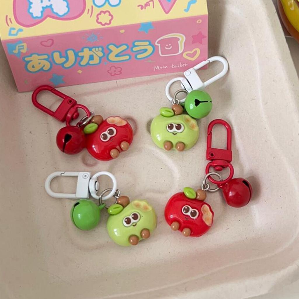 Smiling Bitten Apples Keyring With Delicate Bell Noise Vibrant Resin Key Holder For Backpacks Phone Charm
