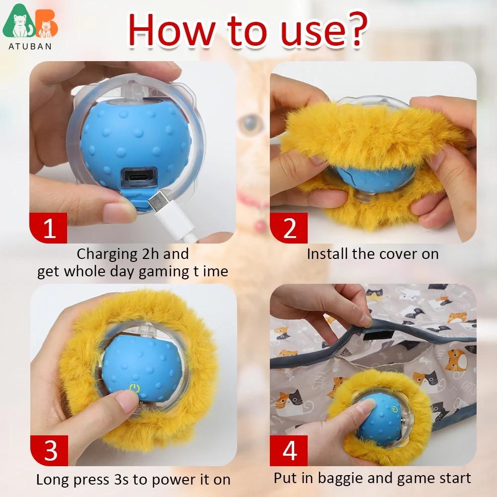 Rolling in Pouch Cat Toys Interactive Ball Hide and Seek Cat Catching Game Ball Motion Activate Chirping Smart Cat Toy Exercise