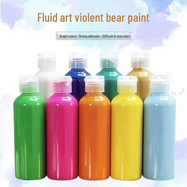 DIY Acrylic Bear Art Fluid Paint Set for Creative Highlights