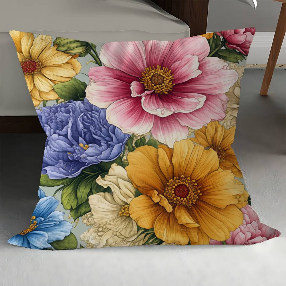 

Vibrant Flowers In The Oil Painting Style 45*45cm Cushion Cover Pillow Cover Decor Pillowcase Home Pillowcase For Couch Pillow 12x12Inch