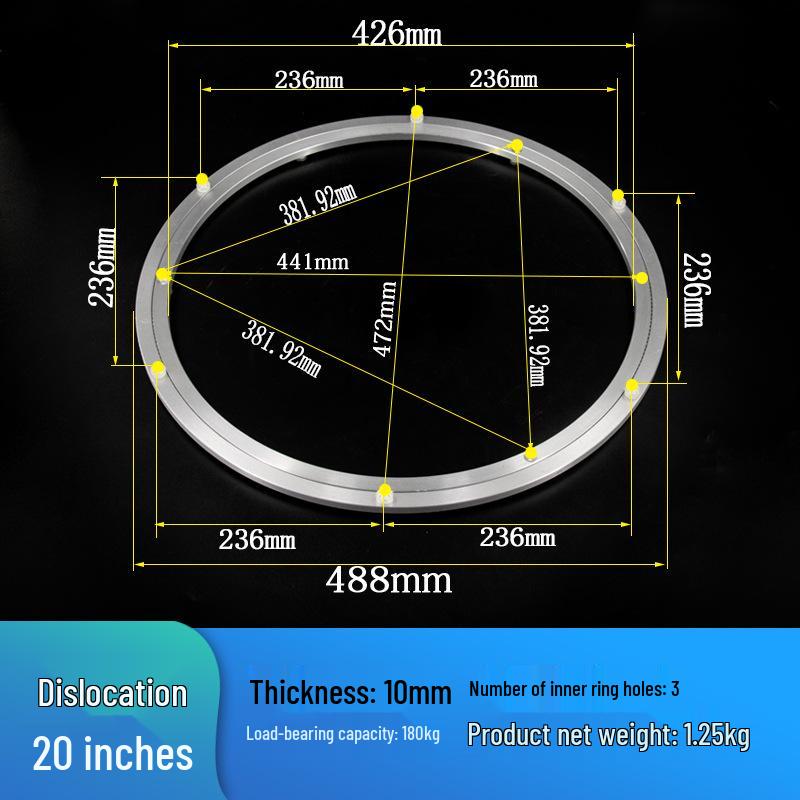 Rotating Bookshelf Display with Aluminum Turntable Base and Height-Adjustable Bearing Track